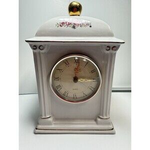 Classic White Ceramic Clock with Floral Accents